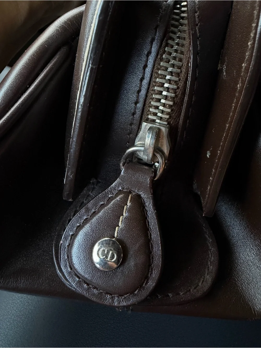 Rare Christian Dior Detective Bag Brown Leather Galliano Era C&D Charm Y2K